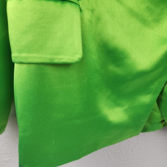 Retrofete Saige Double Breasted Blazer in Lime Punch Green Size Small NWT Satin - Picture 13 of 15